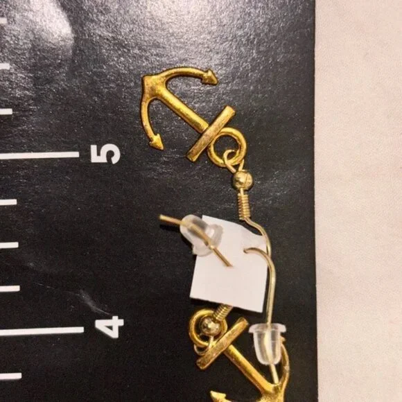 Nordstrom Brass Anchor NWOT rare Earrings - Picture 2 of 2